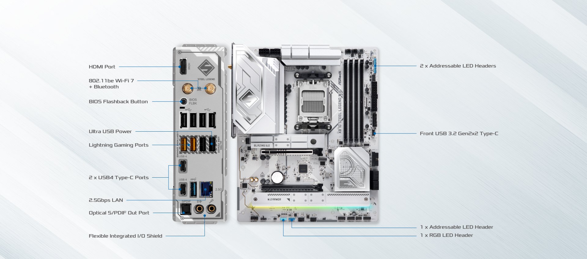 ASRock X870 STEEL LEGEND WIFI AM5 ATX Motherboard - Newegg.com